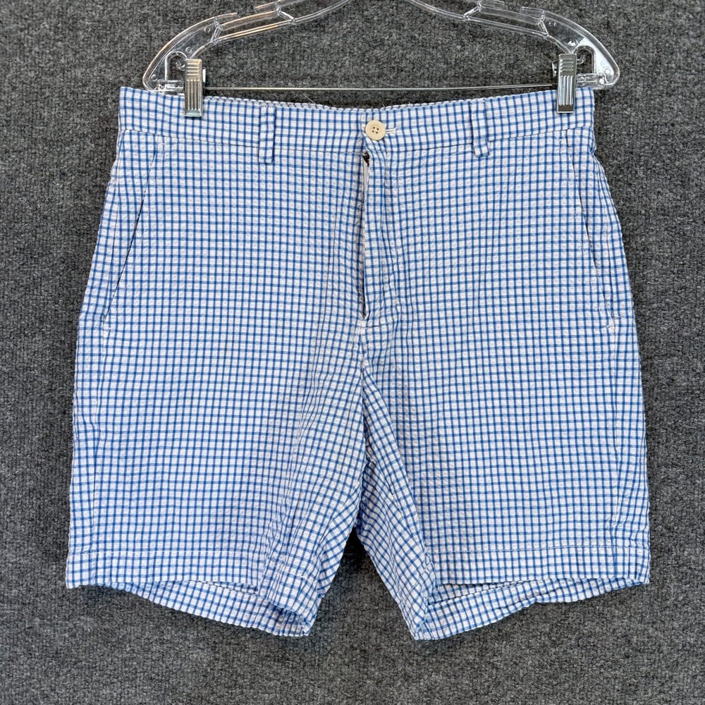Vineyard Vines Shorts Mens 32 Blue Gingham Seersucker Breaker Cotton Preppy